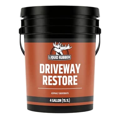 Liquid Rubber Driveway Restore - Highly Flexible Asphalt Coating Fills Cracks and Revitalize, Easy to Use and Apply, 4 Gallon