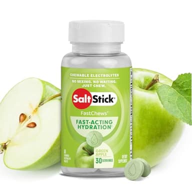 SaltStick Electrolyte FastChews - 60 Green Apple Chewable Tablets - Salt Tablets for Running and Hydration, Electrolyte Chews - 60 Count