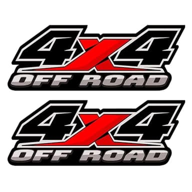 4X4 Offroad Decal Stickers 2Pcs, Auto Decoration Accessories Emblem Replacements Compatible with Ford F-150 F-250 F-350 Tacoma Tundra Ram Silverado Truck Pickup, with Squeegee 1Pcs, Black-and-Red