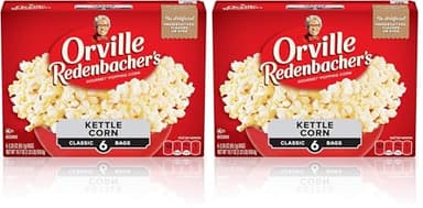 Orville Redenbacher’s Microwave Popcorn, Kettle Corn, 3g Fiber Per Serving, 3.3 oz., 6 Count (Pack of 2)