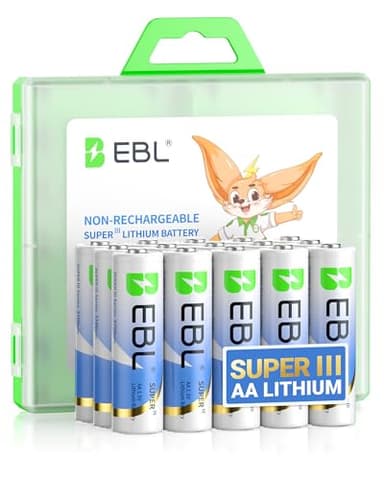 EBL Lithium AA Batteries 12 Pack, Longest Lasting 3700mAh 1.5V Non-Rechargeable, Upgraded Super Ⅲ AA Lithium Batteries for Blink Camera, Doorbell, Smart Lock Deadbolt