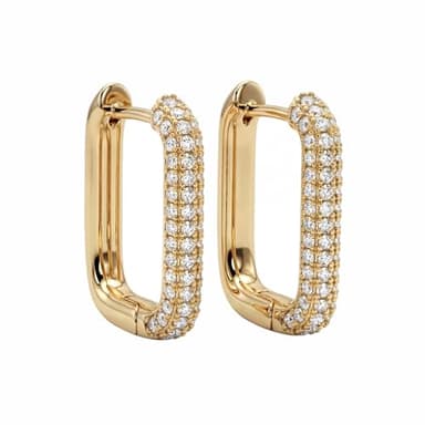 MEVECCO Gold U Shape Huggie Hoop Earrings 18K Gold Plated Dainty Cubic Zirconia Oval Huggie Earring for Women Cute minimalist Fashion Hoops Sleeper Earrings Jewelry