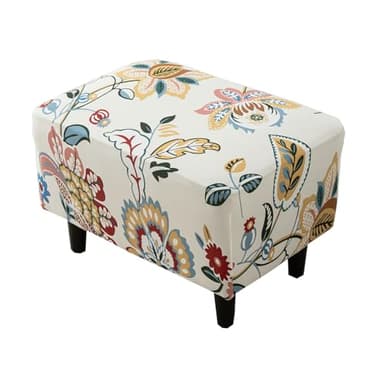 CRFATOP Ottoman Chair Cover Large Ottoman Chair Slipcovers Solid Rectangle Storage Stool Cover Stretch Footstool Footrest Sofa Slipcovers with Elastic Bottom,56