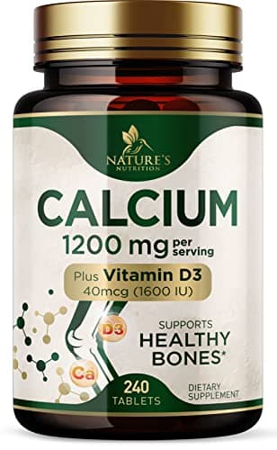 Calcium 1200 mg with Vitamin D3 - Bone Health Supplement, Vitamin D & Calcium Supplements for Women & Men - Bone Strength, Teeth & Immune Support, Nature's Calcium Pills, Bottled in USA - 240 Tablets