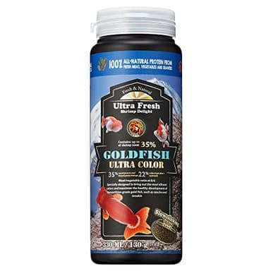 Ultra Fresh Sinking Goldfish Food, Color Enhancing, Balanced Diet, All Natural Ingredients, Clear Water Formula, Slow Sinking Gold Fish Pellets, Goldfish Ultra Color 4.6 oz