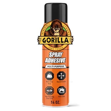 Gorilla Heavy Duty Spray Adhesive, Clear Glue, 14 Ounce (Pack of 1) - All Purpose with Comfort Nozzle for Indoor or Outdoor
