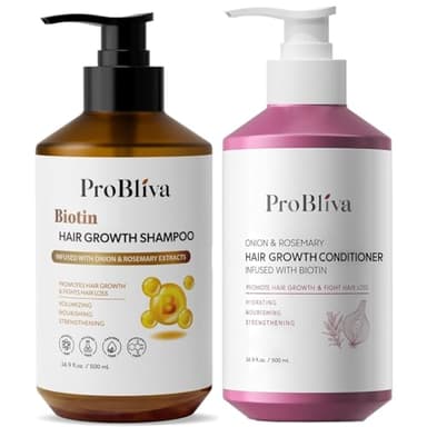 ProBliva Biotin Shampoo and Onion Conditioner Set for Thinning Hair in Adults 30+ – Strengthening Duo Reduces Shedding, Supports Fuller & Stronger Hair – Biotin + Rosemary + Onion Extracts