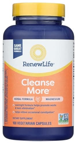 Renew Life Detox Cleanse More, Reduces Bloating and Restores Regularity, Overnight Constipation Relief, Soy, Dairy and gluten-free, 100 Capsules