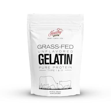 Hearthy Foods Beef Gelatin Powder Unflavored Gelatin Powder for Women and Men | Keto and Paleo Friendly Pure Protein Type 1 & 3, Grass-Fed Halal Certified, Non-GMO, Kosher Gelatin | 16 oz. 454g