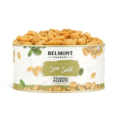 Belmont Peanuts Gourmet Sea-Salted Virginia Peanuts, 20 oz (1 Pack) – Only 3 Simple Ingredients, No Preservatives, 7g Protein – A Premium, Salty, Crunchy, Hand Seasoned Snack