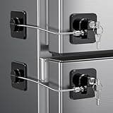 2 Pack Refrigerator Door Lock, Child Proof Fridge Door Lock for Kitchen Freezer, Cabinets and Drawers, Air Oven Air Fryer, Closets, Windows, Doors-No Tools Need or Drill (Patent) (2 pcs Black Lock)