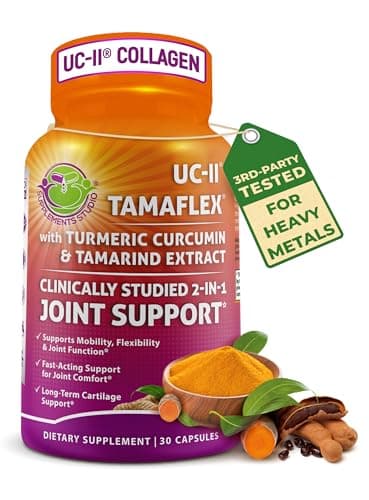 Joint Support Supplement with UC-II® & TamaFlex® – Undenatured Type II Collagen, Turmeric & Tamarind for Joint Health, Flexibility & Mobility – Natural Cartilage Support – Glucosamine-Free Capsules