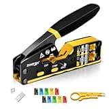 ZOERAX RJ45 Crimping Tool Ethernet Crimp Tool Crimper for RJ11/RJ12 Standard, RJ45 Pass Through Connectors, Yellow