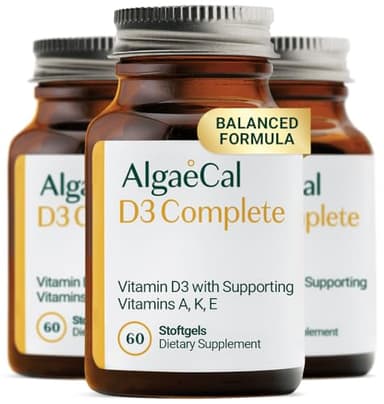 ALGAECAL 4-in-1 Vitamin D3 K2 Complete - ADK Vitamin Supplement, Enhanced Immune Support & Bone Health with D3 K2, A, & E - Whole Body Wellness & Bone Strength, 60 Easy-Swallow Softgels