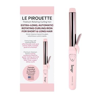 L'ANGE HAIR Le Pirouette 32MM Titanium Rotating Curling Iron Self-Rotating Curler | Curls and Waves for Beginners and Pros | Premium Titanium 1.25 Inch Barrel | Blush