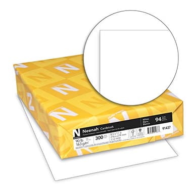 Neenah Index Cardstock, 8.5" x 11", 90 lb./163 gsm, White, 300 Sheets, Lightweight, 94 Brightness - EXTRA SHEETS, MORE VALUE! (91437)