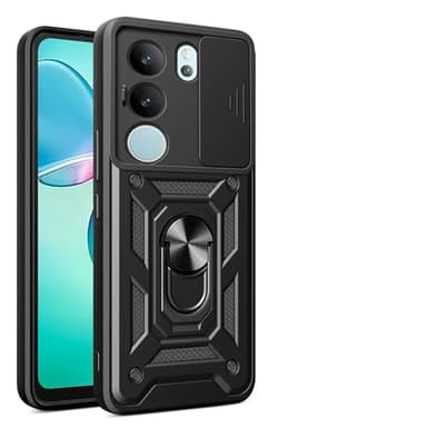 Kukoufey Compatible with Vivo V29 5G Bracket Shell,with Slide Camera Lens Cover Compatible with Vivo V29 5G V2250 Case Black
