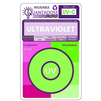 6-in-1 QUANTADOSE® Multi-Wavelength Bi-Luminescent UVA/UVB/UVC/Far-UVC Light Reusable Professional UV Test Card
