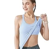 Yoga Racerback Tank Top for Women with Built in Bra,Women's Padded Sports Bra Fitness Workout Running Shirts (Lt Blue, Small)