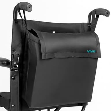 Vive Wheelchair Bag - Universal Storage Backpack for Wheelchairs for Walker Rollator - Hangs on Back, Easy Install, Machine Washable Storage Bag - Organizer Accessory for Seniors, Disabled (Black)