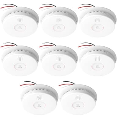 Siterlink Hardwired Interconnected Smoke Detectors,Photoelectric Smoke Alarm with 9V Battery Backup,Test/Silence Button,Hard Wired Fire Alarm for Home,UL Listed Smoke Detector GS562A 8-Pack