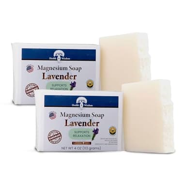 Health & Wisdom Magnesium Bar Soap – Moisturizing Body Soap - Made with Aloe & Nourishing Plant Oils and Essential Oils – Gentle Cleanser for Face & Body - Lavender - 4 oz Bar - 2 Pack