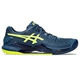 ASICS Men's Gel-Resolution 9 2E Tennis Shoes, 11, MAKO Blue/Safety Yellow