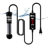 AquaMiracle Upgraded 100W Small Aquarium Heater Fish Tank Heater Turtle Heater Super Mini Aquarium Heater, Dry-Run/Overheating Protection and Memory Function, Dual LED Display, for 10-20 Gal Tanks