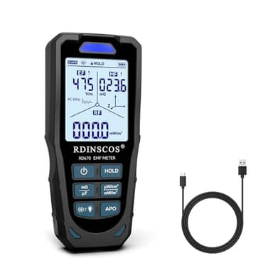 EMF Meter 5G RF Detector – Electric, Magnetic & Radio Frequency Field Tester up to 10GHz, Multi-Sensor EMF Detector for Power Lines, WiFi/Cell Phones, Smart Meters – LCD Display Sound & LED Alerts