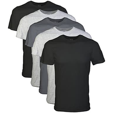 Gildan Men's Crew T-Shirts, Multipack, Style G1100, Black/Sport Grey/Charcoal (5-Pack), 2X-Large