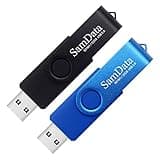 SamData 32GB USB Flash Drives 2 Pack 32GB Thumb Drives Memory Stick Jump Drive with LED Light for Storage and Backup (2 Colors: Black Blue)