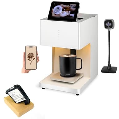 WISHILO® 600DPI High-Resolution Portable Auto Coffee Latte Art Maker - WiFi Smart Food Printer, DIY Custom Designs for Coffee Foam, Desserts (Parties, Cafes, Offices, Christmas), with a Camera