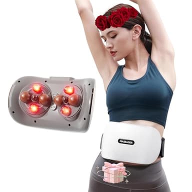 Bian-Stone Abdominal Massager with Heat - Dual Disc Electric Belly Fat Machine for Period Pain & Bloating Relief, Stomach Massager to Aid Digestion & Gas, Constipation Comfort