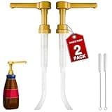 2Pcs Gold Sauce Pump Dispenser for 64 oz Chocolate Pumpkin Caramel Sauce Bottles, Reusable Large 15CC Syrup Pump Dispenser for Vanilla Mocha Sauces
