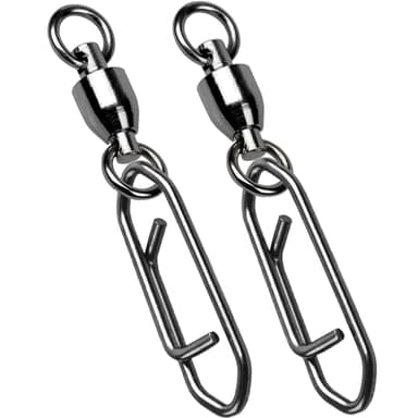 AMYSPORTS High Strength Snap Swivels Stainless Bearing Rolling Fishing Swivel Freshwater Snap Swivels Fishing Clip Steel Black Nickel, 50pcs, 45lbs