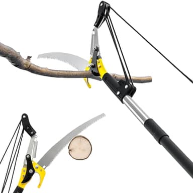 BlumeTrec 10.5FT Pole Saw for Tree Trimming, 2-In-1 Manual Tree Pruner with Saw, Extendable Long Handle Pole Tree Trimmer, High Reach Limbs Branch Cutter and Pruning Shears for Yard Garden Palm Shrubs