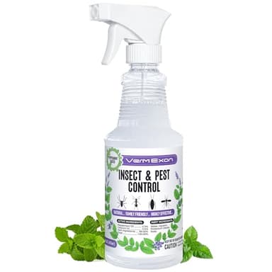 VermExon Peppermint Oil Insect & Pest Control Spray – 16oz Natural Plant-Based Bug Killer for Spiders, Ants, Flies, and Other Insects, Safe for Home & Kitchen Use