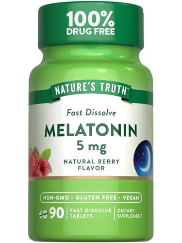 Nature's Truth Melatonin 5 mg Fast Dissolve Tablets | 90 Count | Natural Berry Flavor | Vegan, Non-GMO & Gluten Free Supplement
