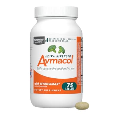 Nutramax Laboratories Avmacol Extra Strength #1 Researched Sulforaphane-Producing Brand for Detoxification with Glucoraphanin and Active Myrosinase, Immune Health, Adults & Children, 75 Tablets