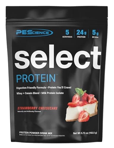 PEScience Select Protein Powder, Whey and Casein Blend, Clean Protein Powder for Women and Men, Low Calorie, Low Carb, Keto Friendly, Gluten Free - Strawberry Cheesecake - 5 Servings