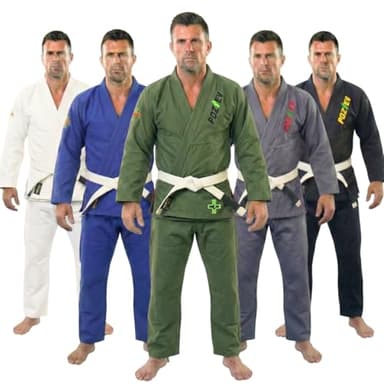 POZTEV Brazilian Jiu Jitsu Gi for Men & Women BJJ Gi Grappling Kimonos Preshrunk Lightweight Fabric Martial Arts Training Uniform With Free White Belt (M-Green,A1)