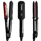 Professional Infrared Steam Hair Straightener, Professional 2" Infrared Ceramic Steam Flat Iron Straightening Styling Tools Tourmaline Vapor Hair Straightener Iron 2 in 1 Straightening Curling Iron