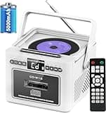 Boombox CD Player,CD Cassette Player Combo with Bluetooth,5w HiFi Speakers,Built-in 5000 Rechargeable Battery,FM Radio,Tape Recording,Remote Control,USB/AUX/Micro SD/3.5mm Headphone for Home