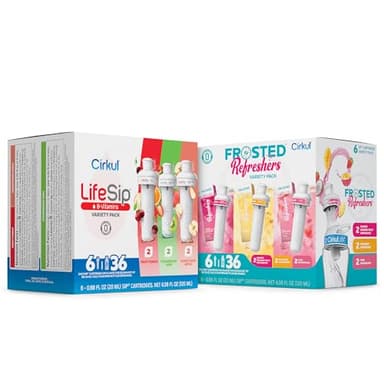 Cirkul Variety Pack Bundle, Flavored Water Cartridge 12-Pack (LifeSip, Frosted Refreshers), No Sugar, Zero Calorie Drink Mix