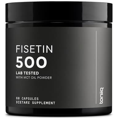 Toniiq Ultra High Purity Fisetin 500mg - 98%+ Higly Purified & Bioavailable Fisetin Supplement with MCT Oil for Absorption - Third-Party Tested Senolytic Supplements for Aging Support - 60 Capsules