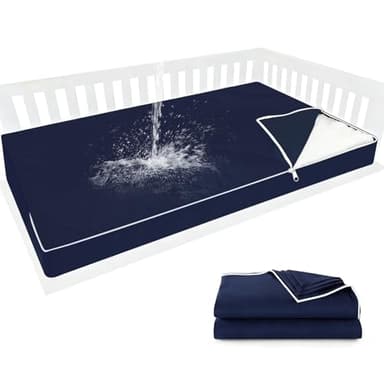 Twin Outdoor Porch Swing Bed Mattress Cover Waterproof, 75 * 39 * 6 inch Outdoor Daybed Mattress Covers Sheet Fitted Slipcover with Zipper - Navy Blue