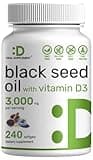 DEAL SUPPLEMENT Black Seed Oil 3000mg with Vitamin D3 2000IU, 240 Softgels | Cold-Pressed Nigella Sativa, Naturally Occurring Thymoquinone (TQ) | Immune, Heart, Joint & Bone Health Support
