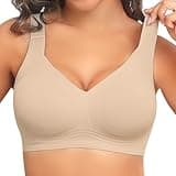 PoseFree Wireless Bras for Women Full Coverage Bra Full Support and Lift No Underwire Back Smoothing Bralette Everyday Bra (Nude,XL)