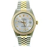 Rolex Mens Datejust 16013 36mm Steel & Gold Datejust Custom Added Silver Diamond Dial & Custom 1CT Diamond Bezel (Certified Pre-Owned)