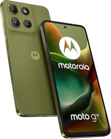 Motorola Moto G15 4G LTE (XT2521-2) 4+128GB Dual Sim | GSM Unlocked | International Model | for T-Mobile, Metro PCS, Mint, Ultra, & Tello - (Green)